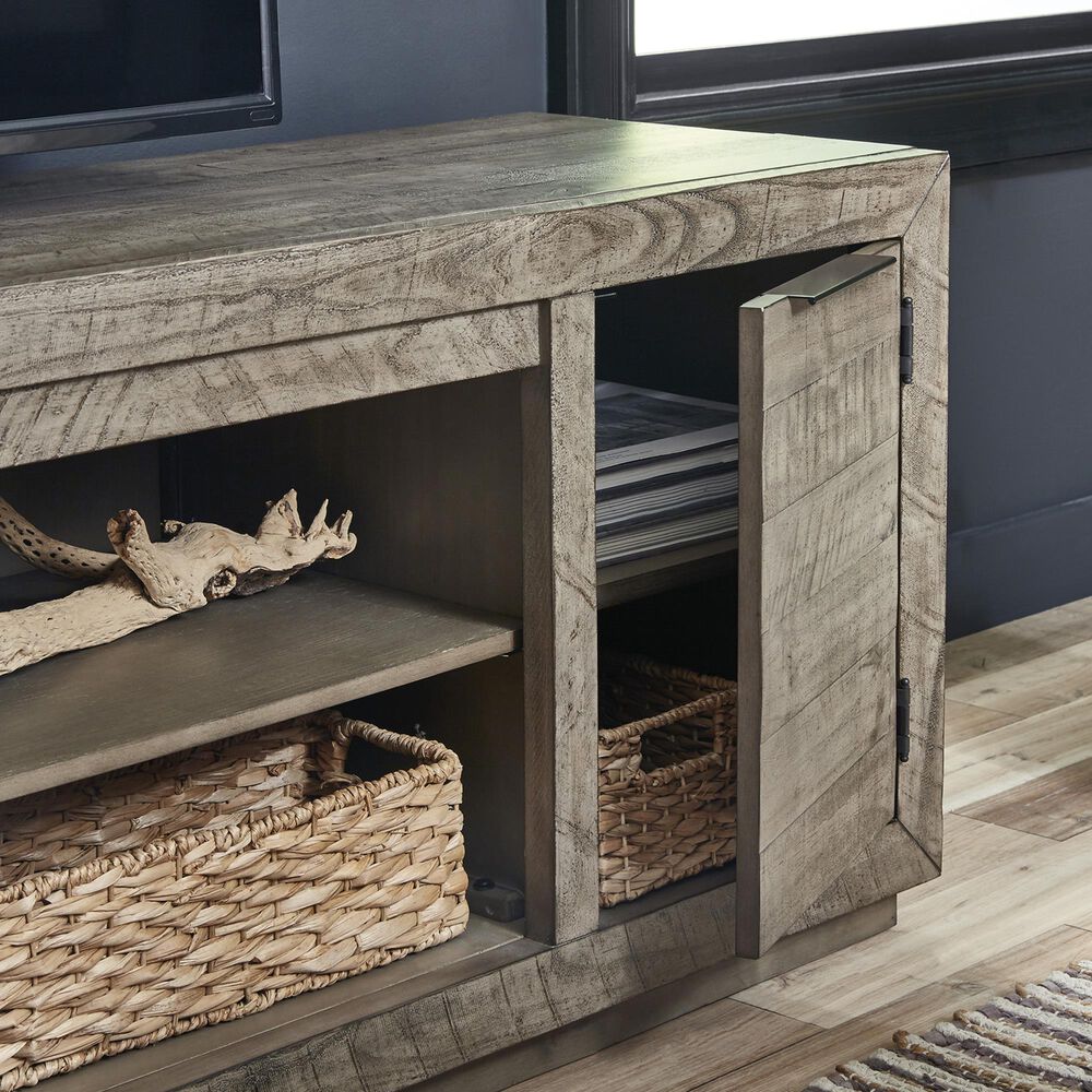 Ashley Krystanza 92&quot; TV Stand in Weathered Gray, , large