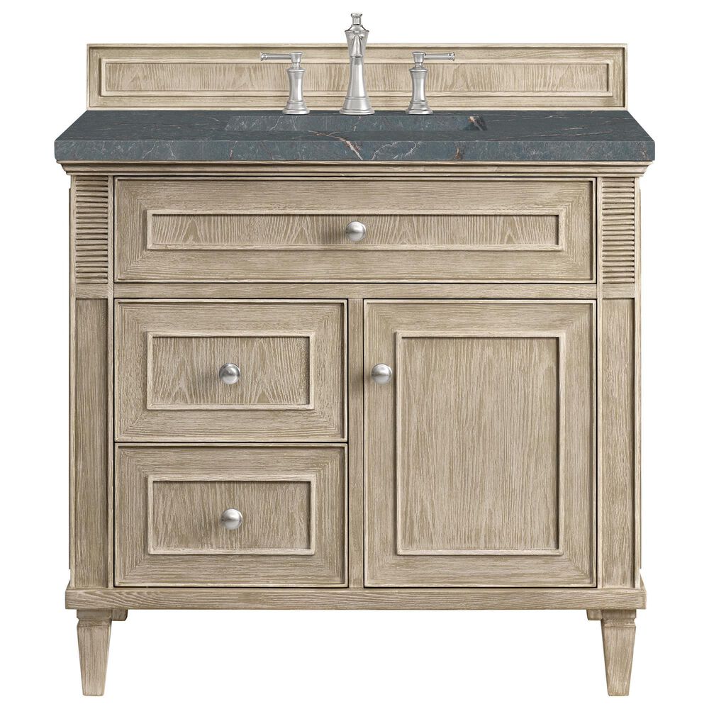 James Martin Vanities Lorelai 36&quot; Single Vanity in Whitewashed Oak with 3 cm Parisien Bleu Quartz Top, , large