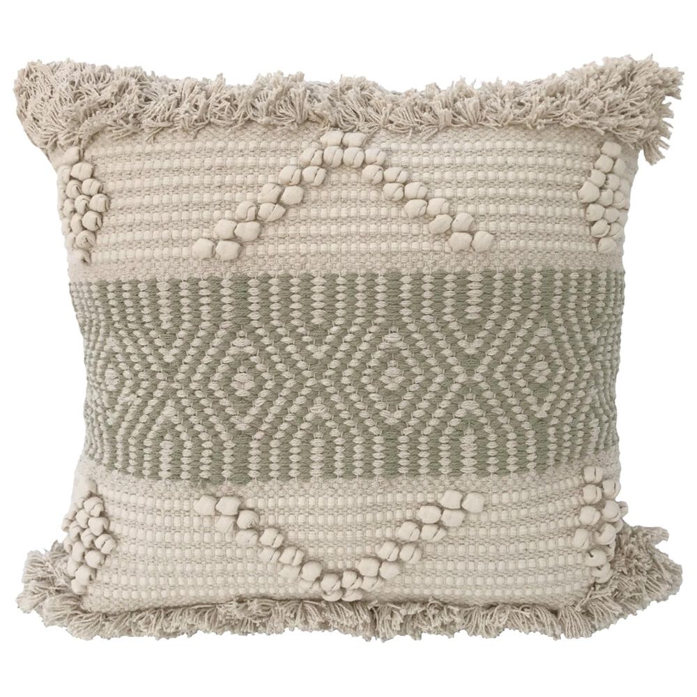 India House Boho 20" Square Throw Pillow in Evergreen, , large