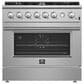 Forno Marco 36" Freestanding Gas Range in Stainless Steel, , large