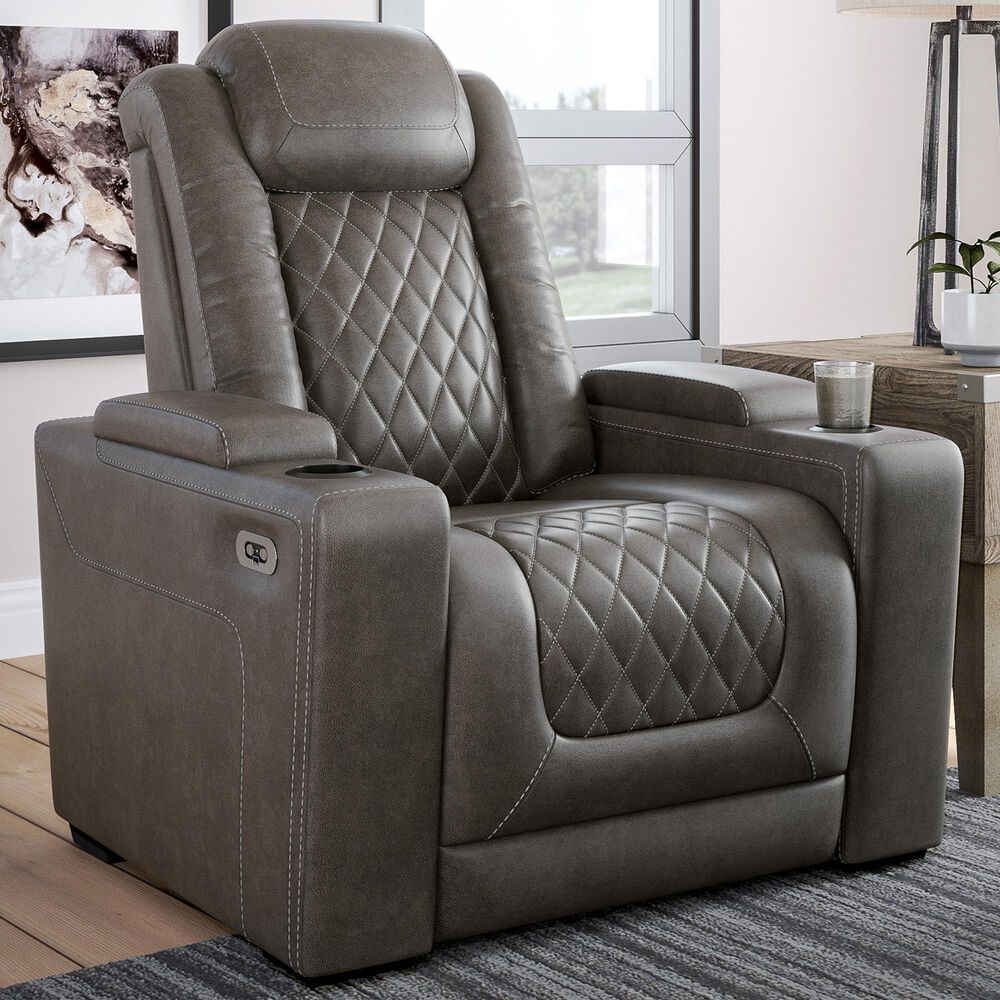 Signature Design by Ashley HyllMont Power Recliner with Power Headrest in Gray, , large