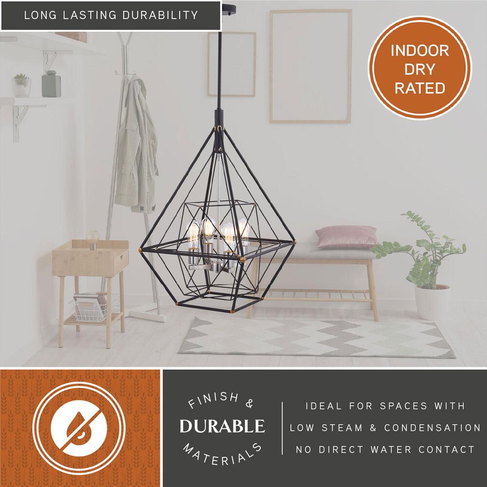 Vaxcel Bartlett 4-Light Pendant in Oil Rubbed Bronze and Satin Nickel, , large