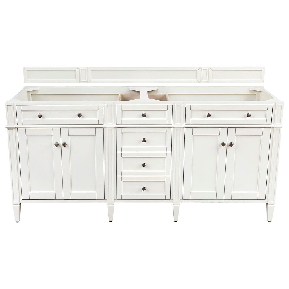 James Martin Vanities Brittany 72&quot; Double Bathroom Vanity in Bright White with 3 cm Charcoal Soapstone Quartz Top and Rectangle Sinks, , large