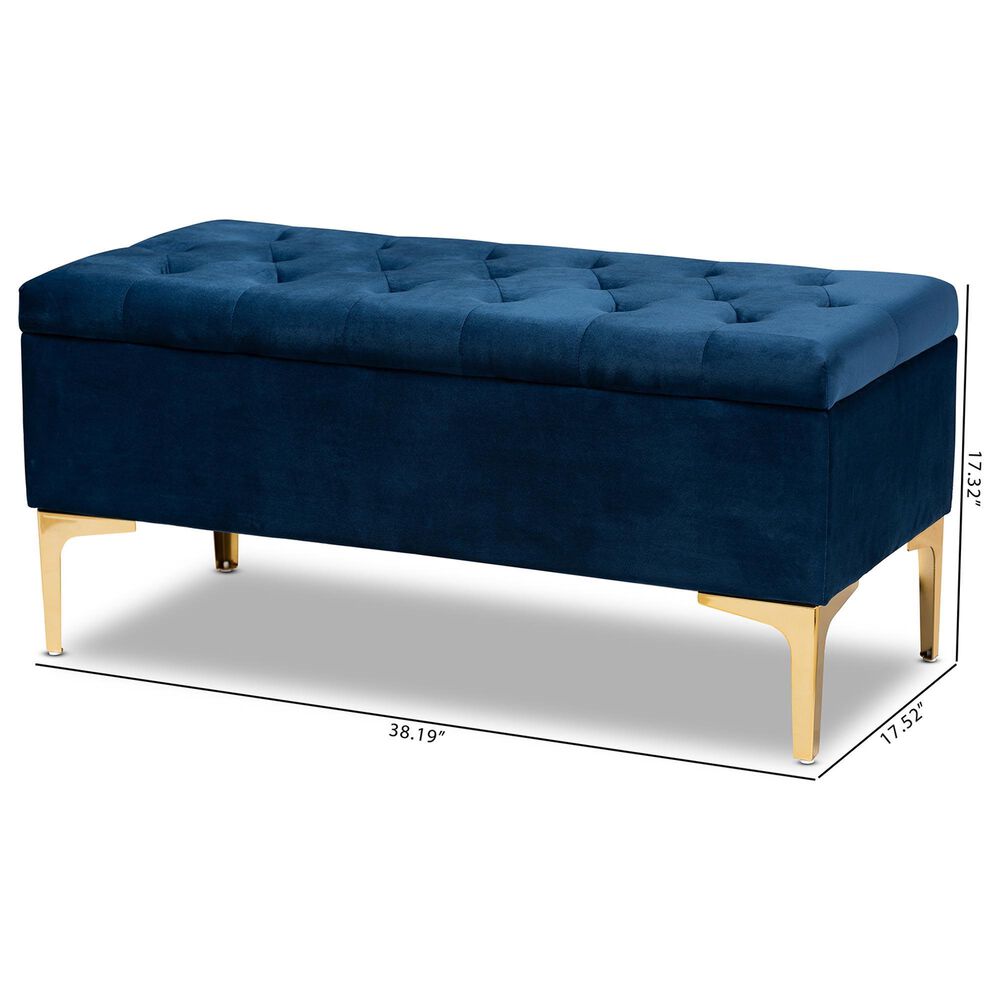 Baxton Studio Valere Storage Ottoman in Navy Blue, , large
