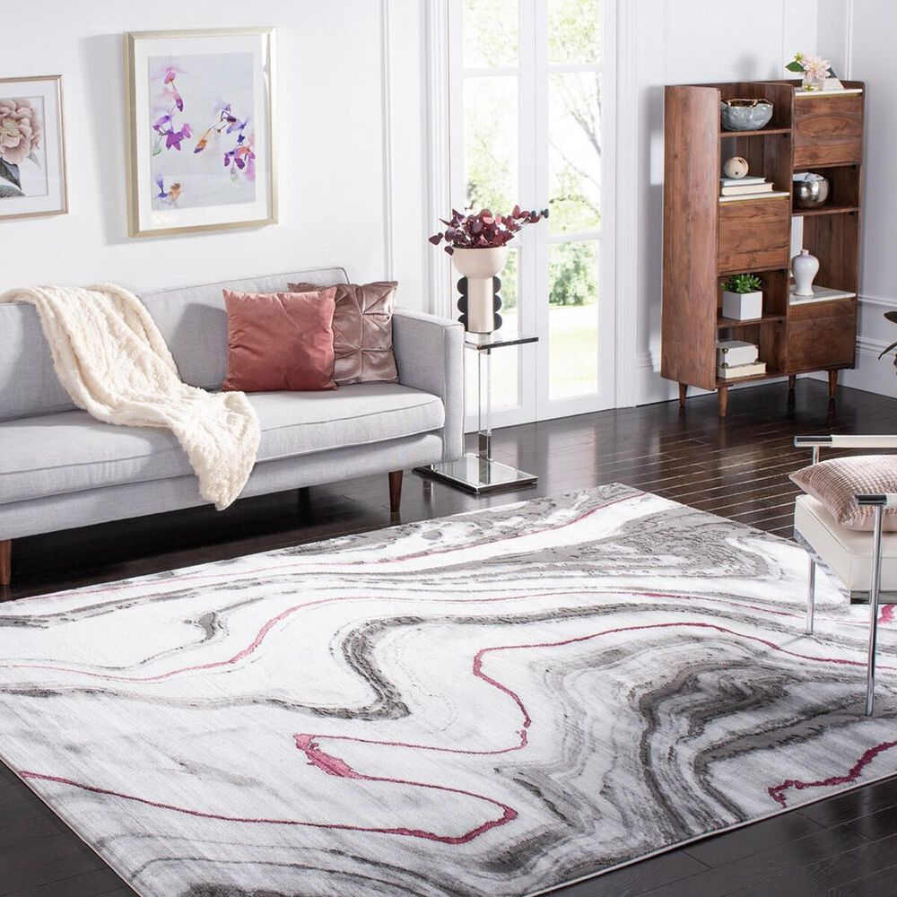 Safavieh Craft CFT819S 6'7" x 9' Grey and Wine Area Rug, , large