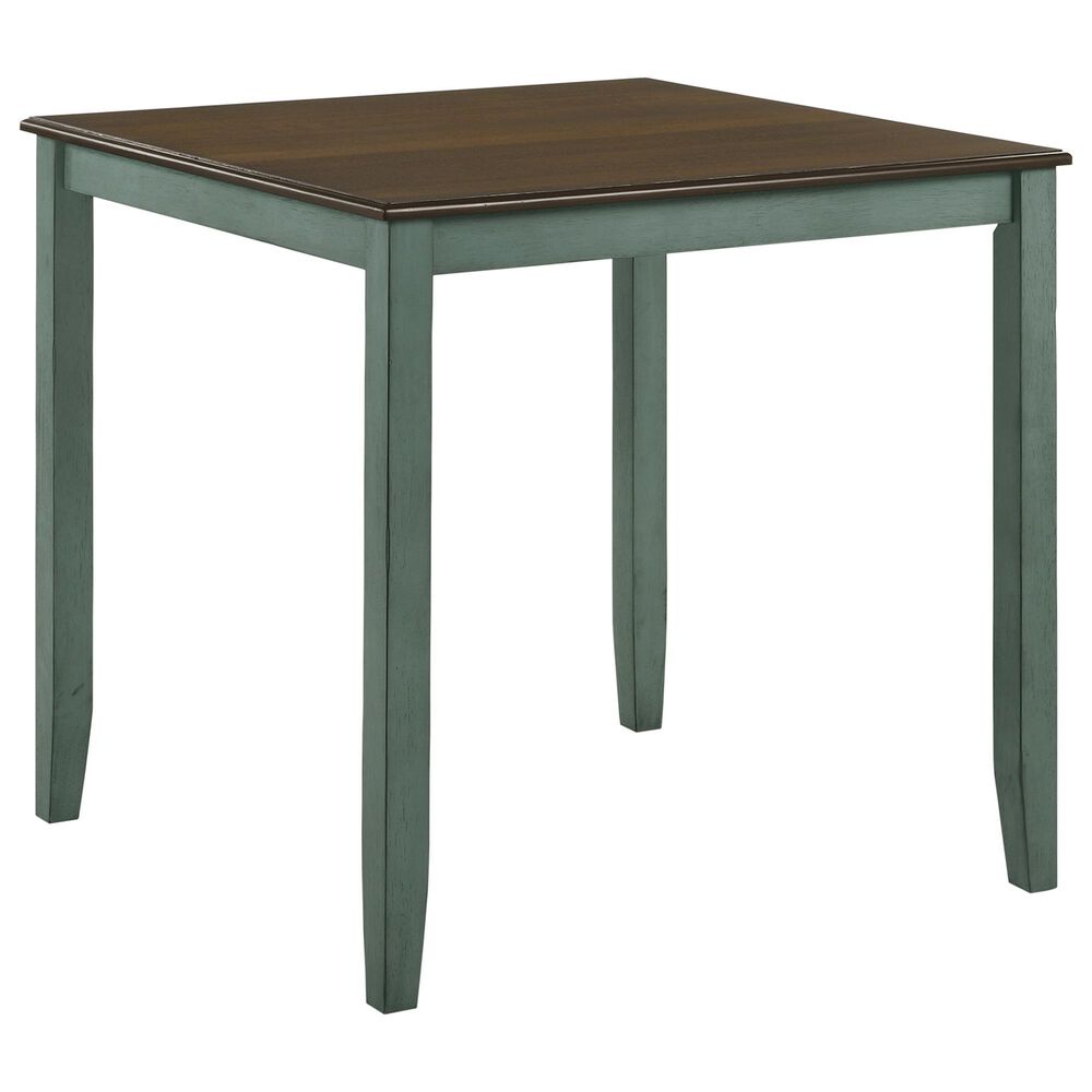 Furniture of America Jamal 5-Piece Counter Height Dining Set in Oak/Antique Green, , large