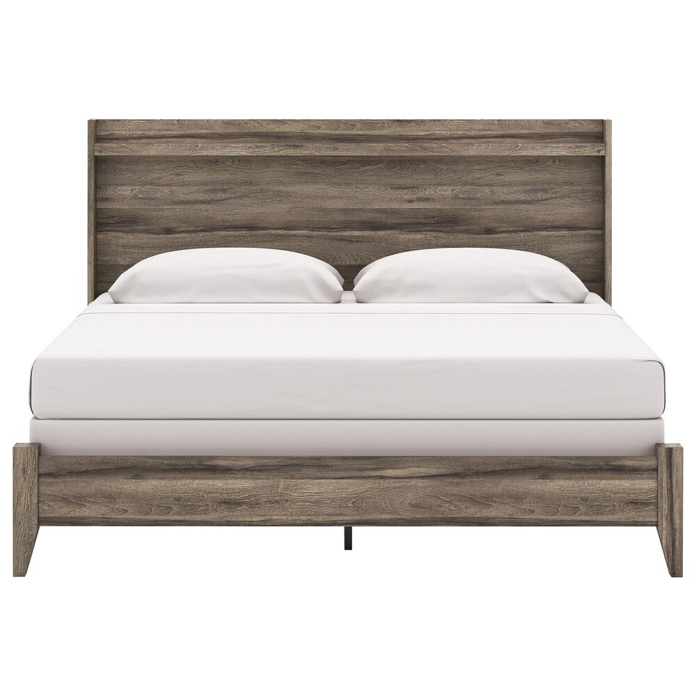 Ashley Elbrim King Panel Bed in Weathered Brown, , large