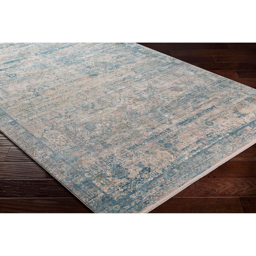 Surya Solar 3&#39; x 8&#39; Gray, Teal, Dark Blue, Light Gray, Charcoal and Mustard Runner, , large