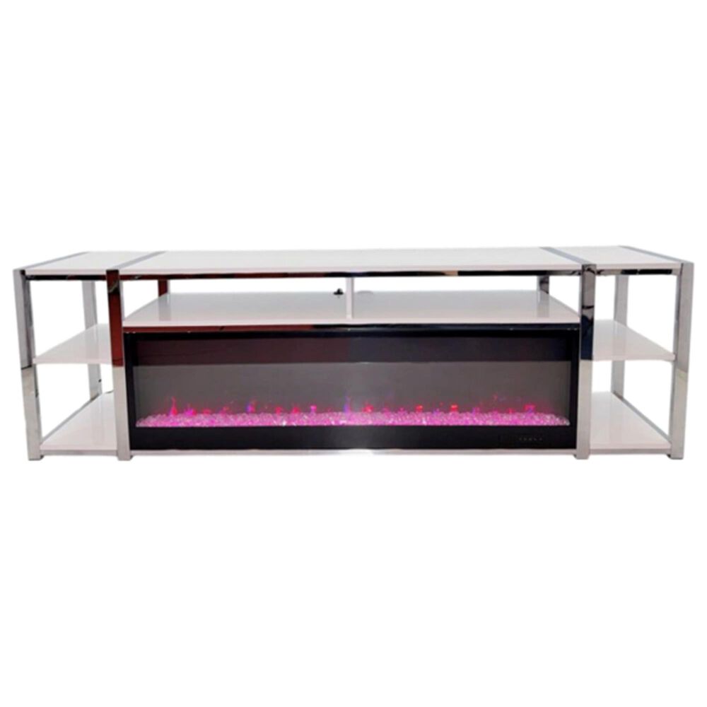 Mayberry Hill Midway 80" TV Console with Firelight in White, , large