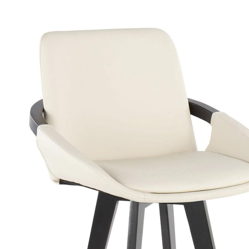 LumiSource Cosmo 26" Swivel Counter Stool with Cream Upholstery in Black (Set of 2), , large