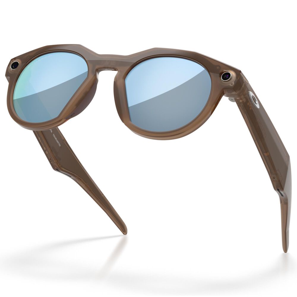 Oakley Sunglasses Meta HSTN Sunglasses with Prizm Deep Water Polarized Lenses in Smoke Brown, , large