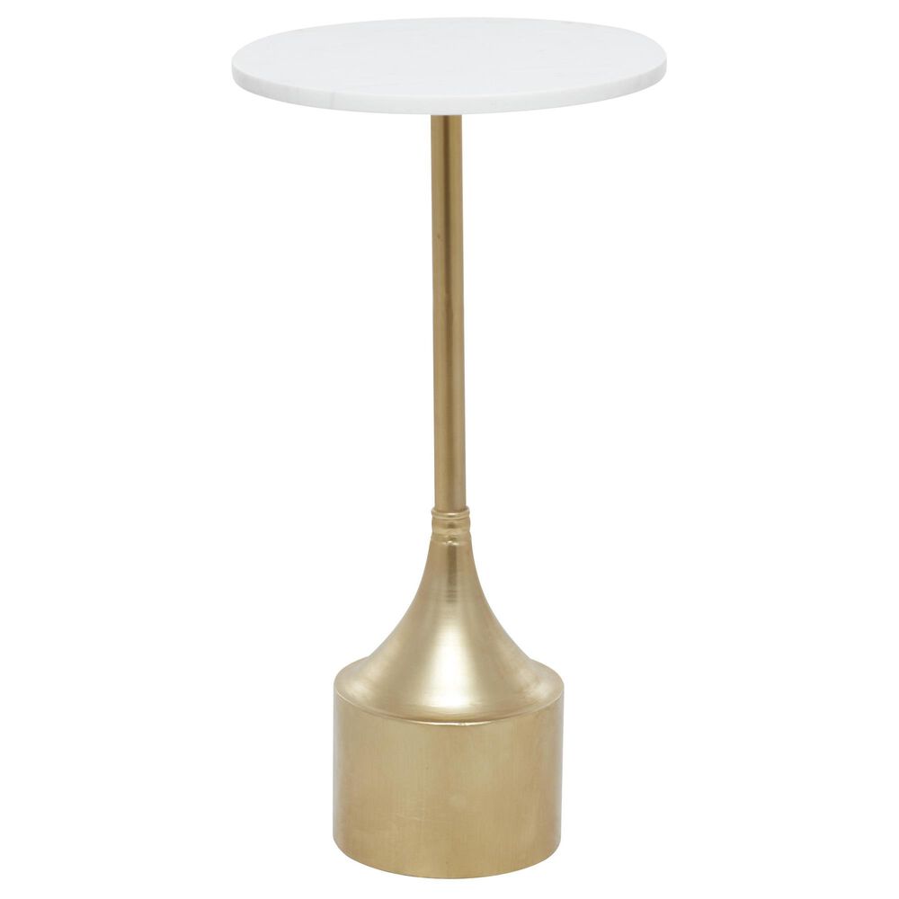 Maple and Jade Pedestal End Table in White and Gold, , large