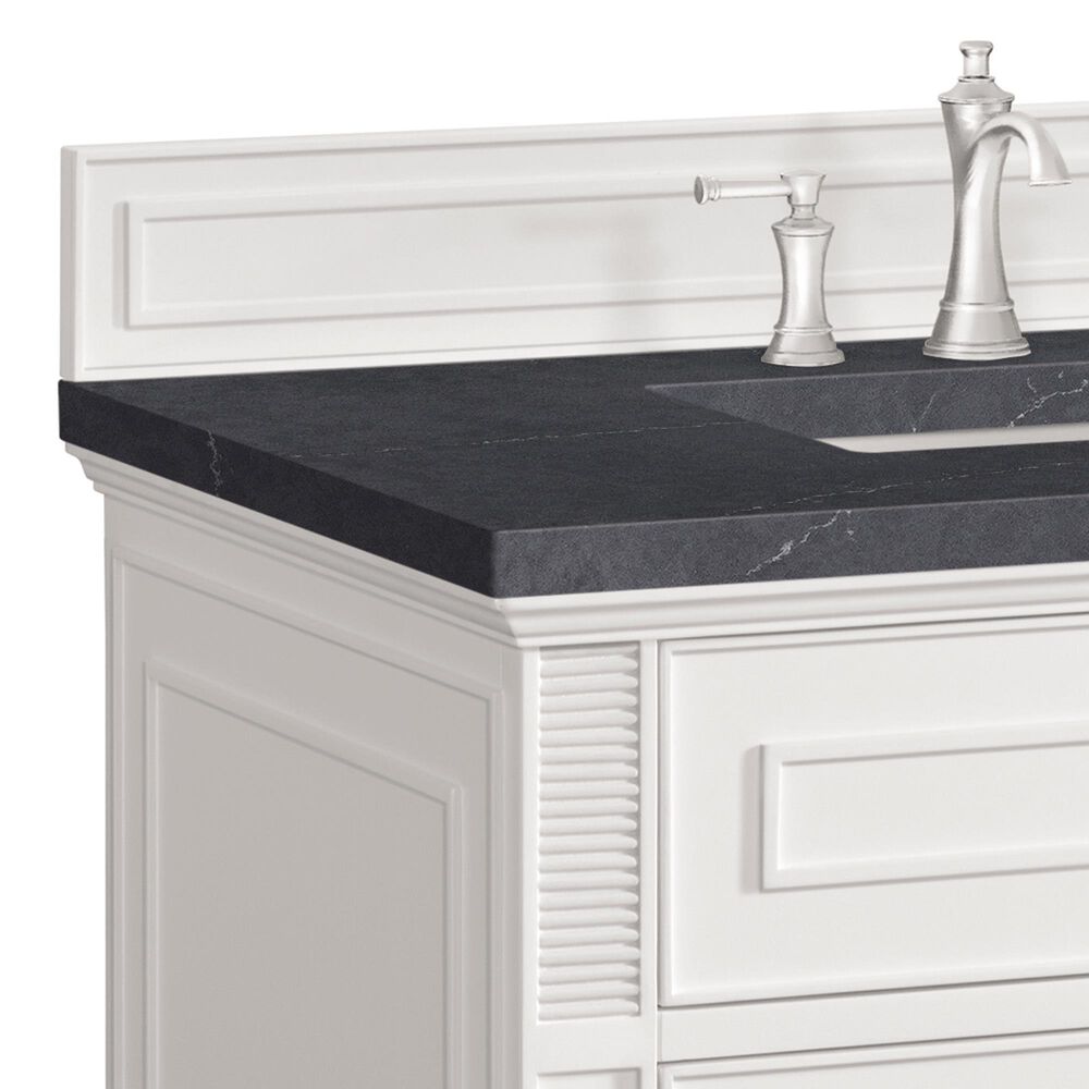 James Martin Vanities Lorelai 36&quot; Single Vanity in Bright White with 3 cm Charcoal Soapstone Quartz Top, , large