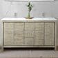 Lexora Home Lafarre 60" Double Bathroom Vanity in Rustic Acacia with 2 cm White Quartz Top and Rectangular Sinks, , large