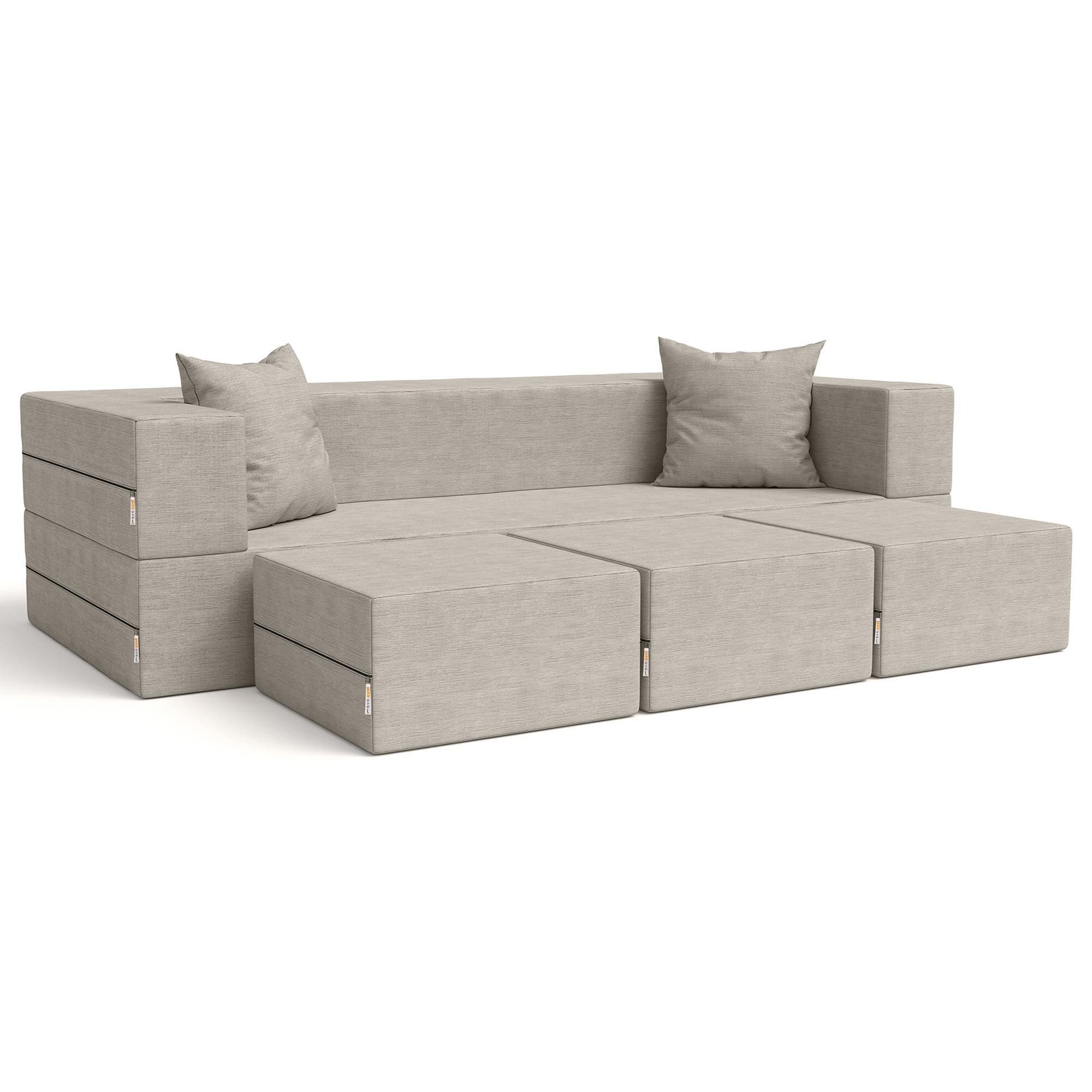 Jaxx Zipline Convertible Sleeper Sofa and Ottoman in Pewter