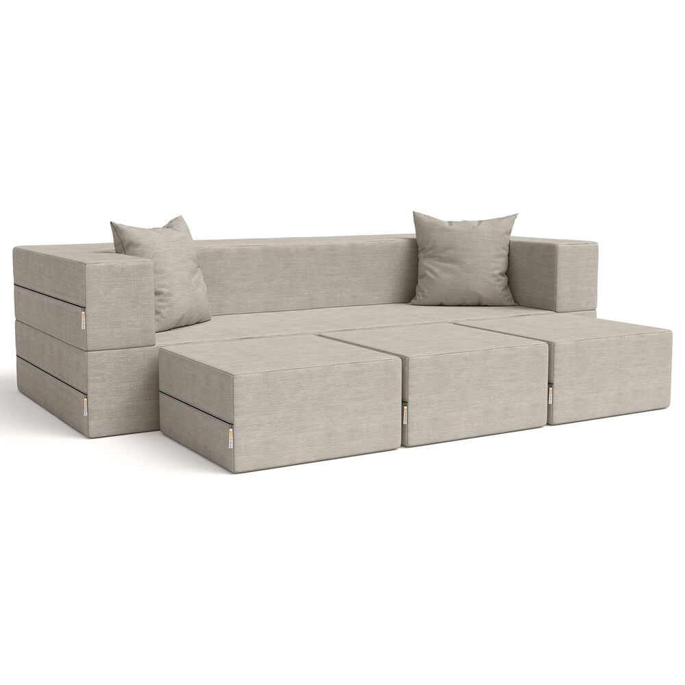 Jaxx Zipline Convertible Sleeper Sofa and Ottoman in Pewter, , large
