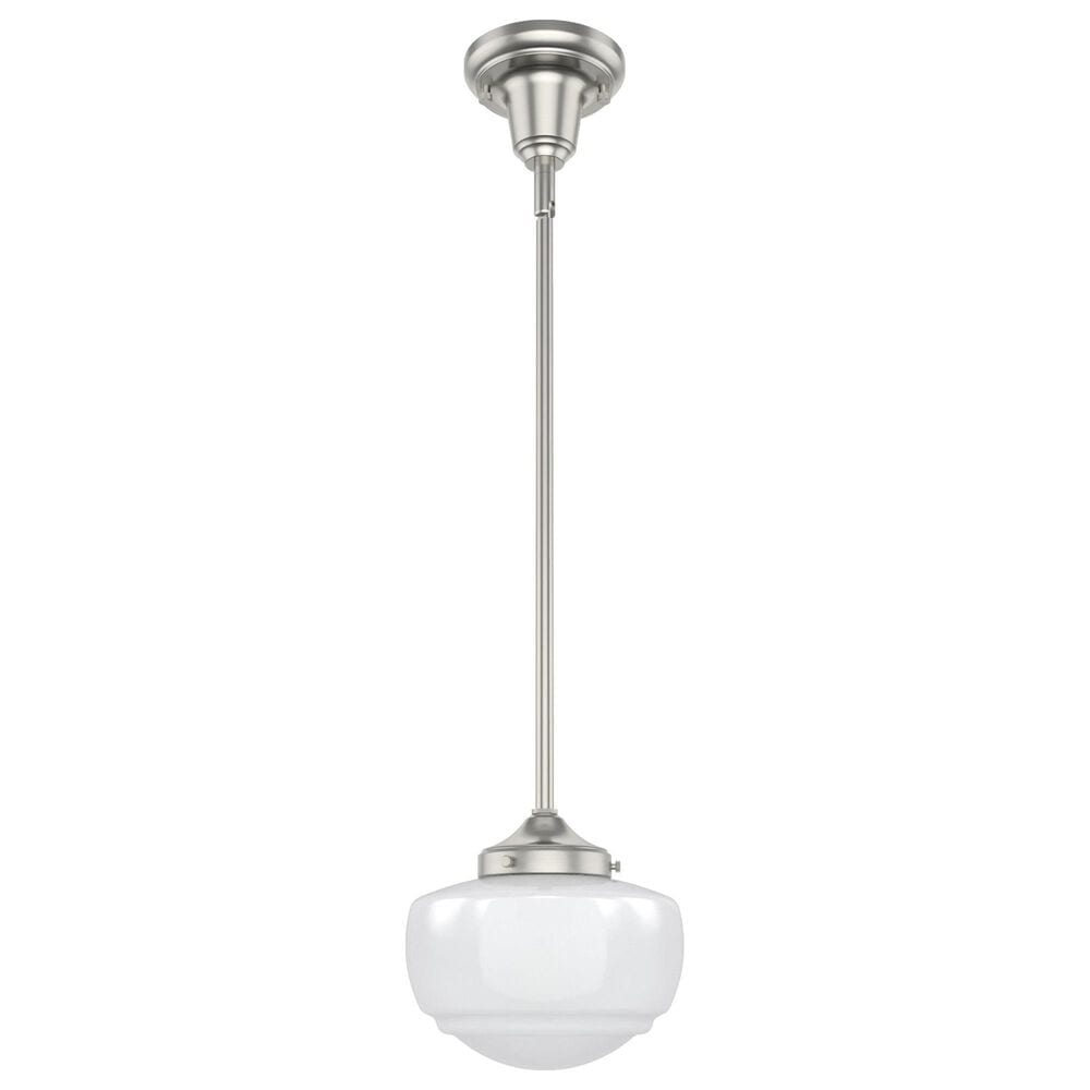 Hunter Saddle Creek 1-Light Mini Pendant with Shiny Cased White Glass in Brushed Nickel, , large