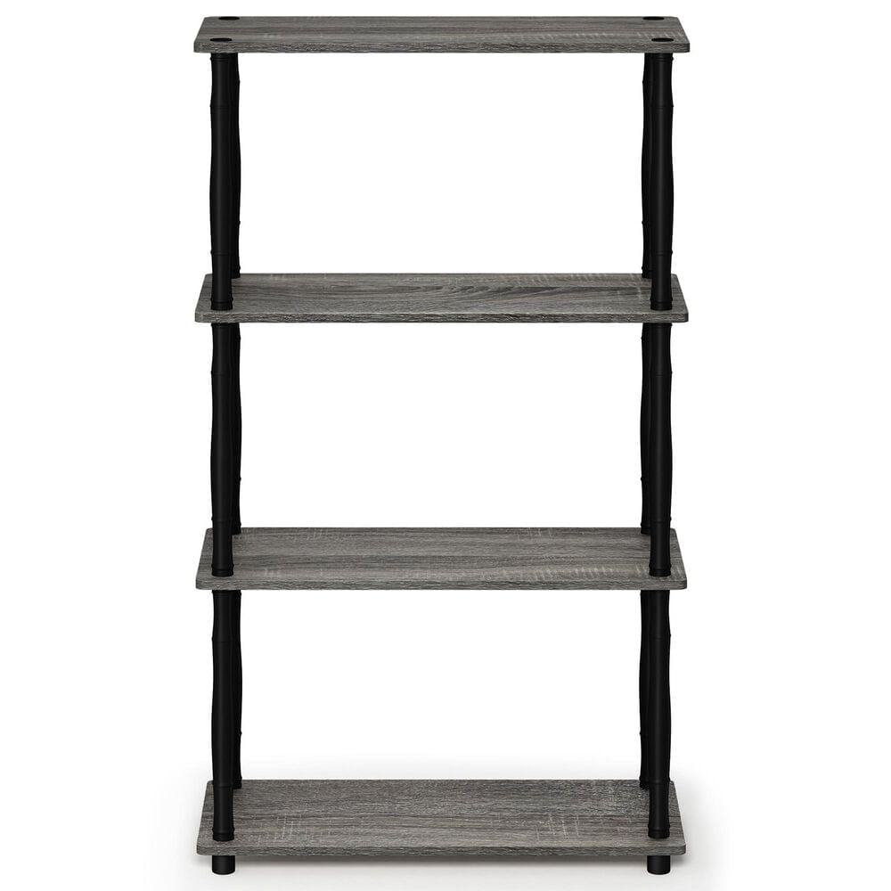 HOMLUX Turn-N-Tube 4-Tier Corner Open Storage Bookshelf in French Oak and Black, , large