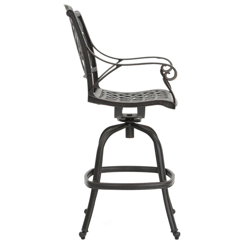 Hearth and Haven Outdoor Aluminum Swivel Barstool with Scrolled Arms in Bronze, , large