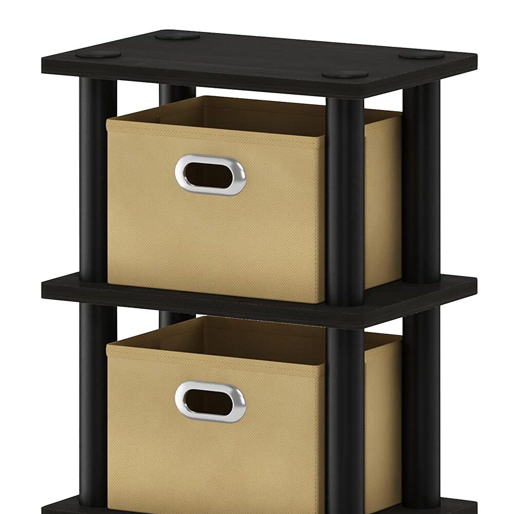HOMLUX 5-Tier Tall Corner Open Bookshelf with 4 Storage Bins in Espresso and Black, , large