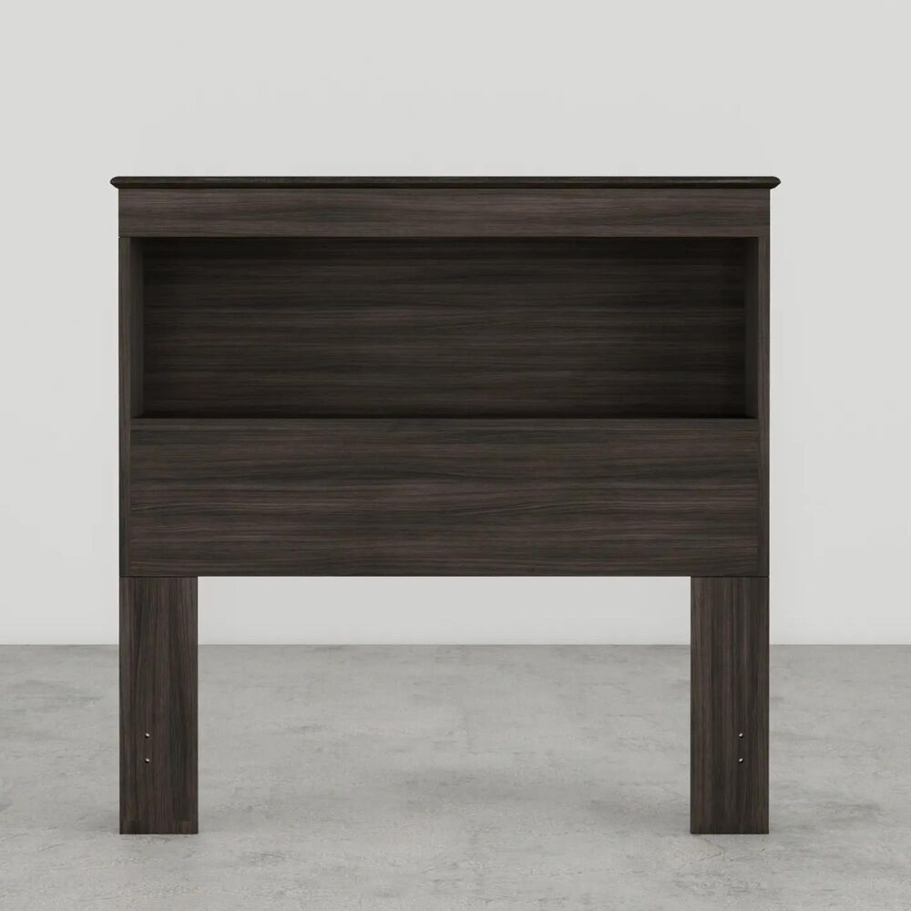 Lemoore Essential Twin Bookcase Headoard in Grey Walnut, , large