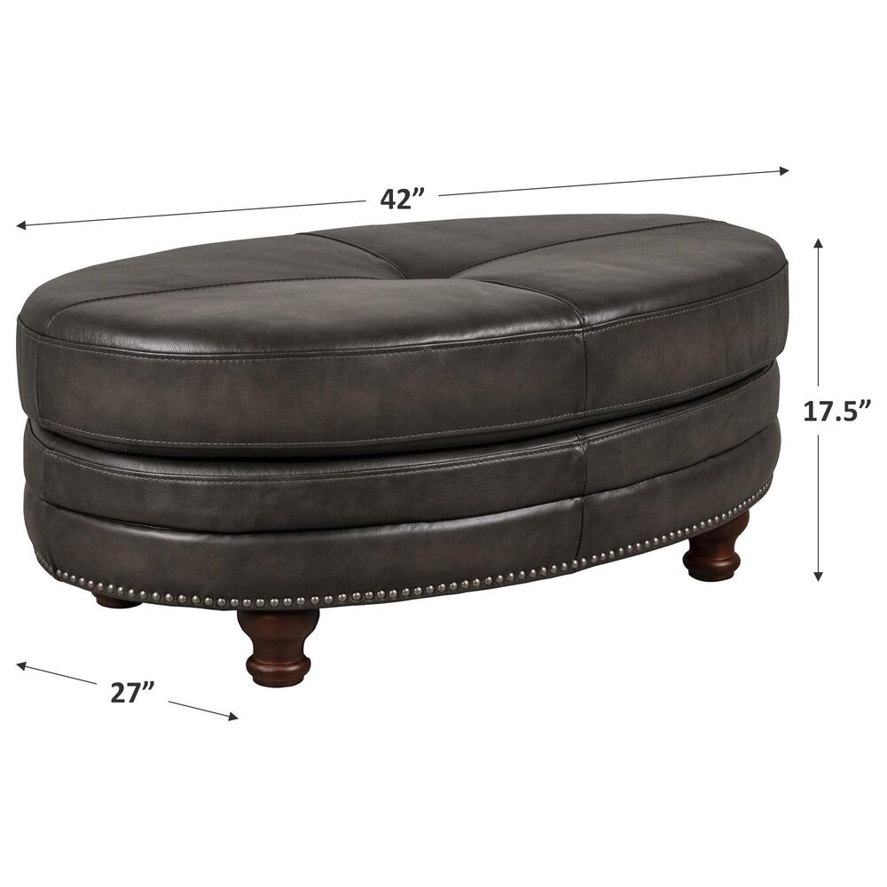 Hydeline Billingham Leather Oval Sofa Ottoman in Ash, , large