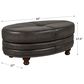 Hydeline Billingham Leather Oval Sofa Ottoman in Ash, , large