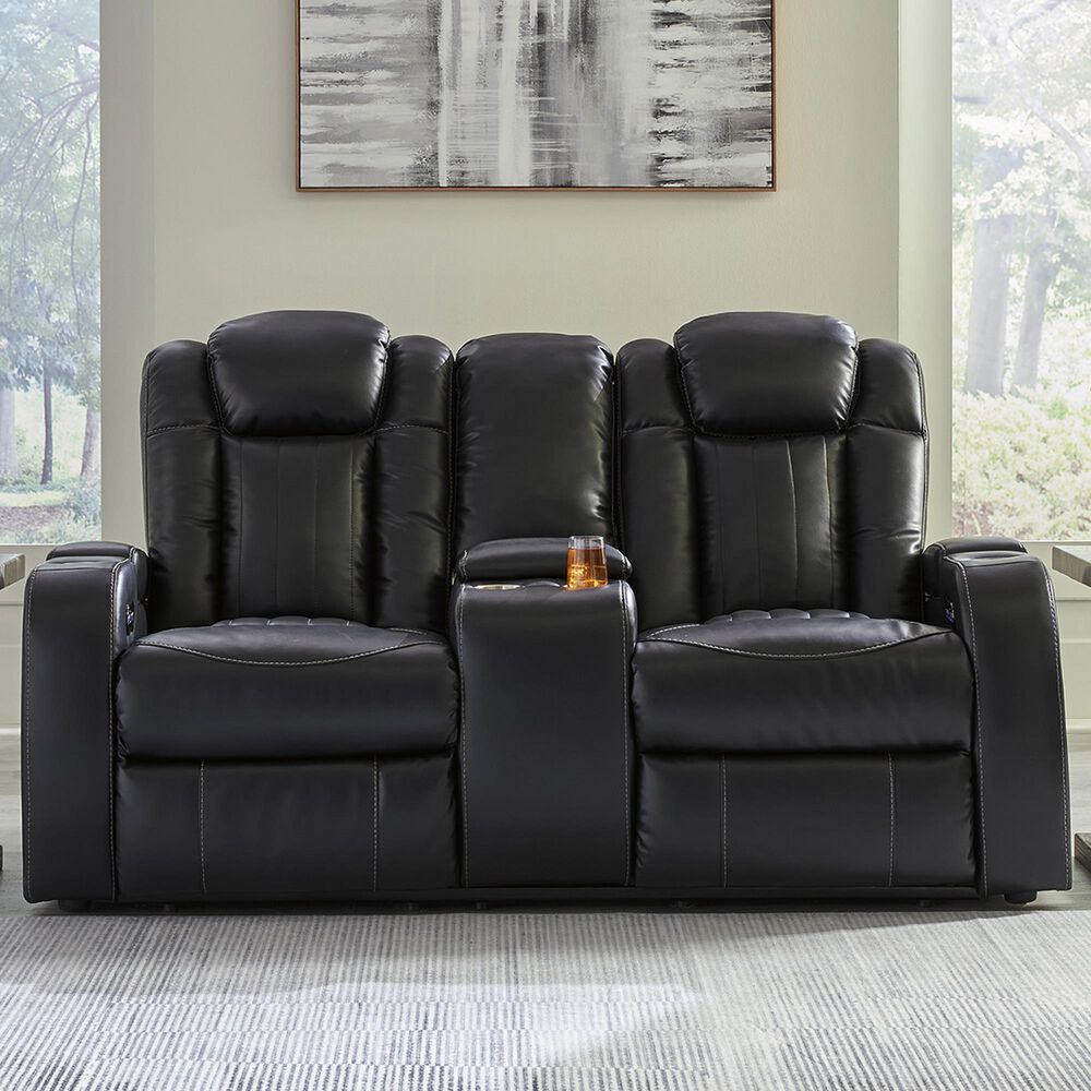 Ashley Caveman Den Power Reclining Loveseat with Console in Midnight, , large