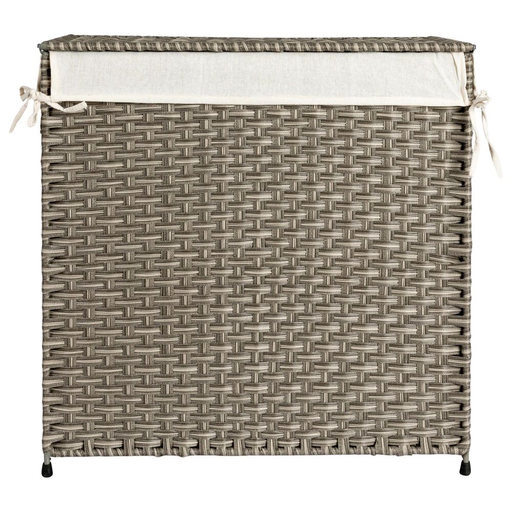 Household Essentials Handwoven Laundry Hamper with Lid and Removable Liner Bag in Gray, , large