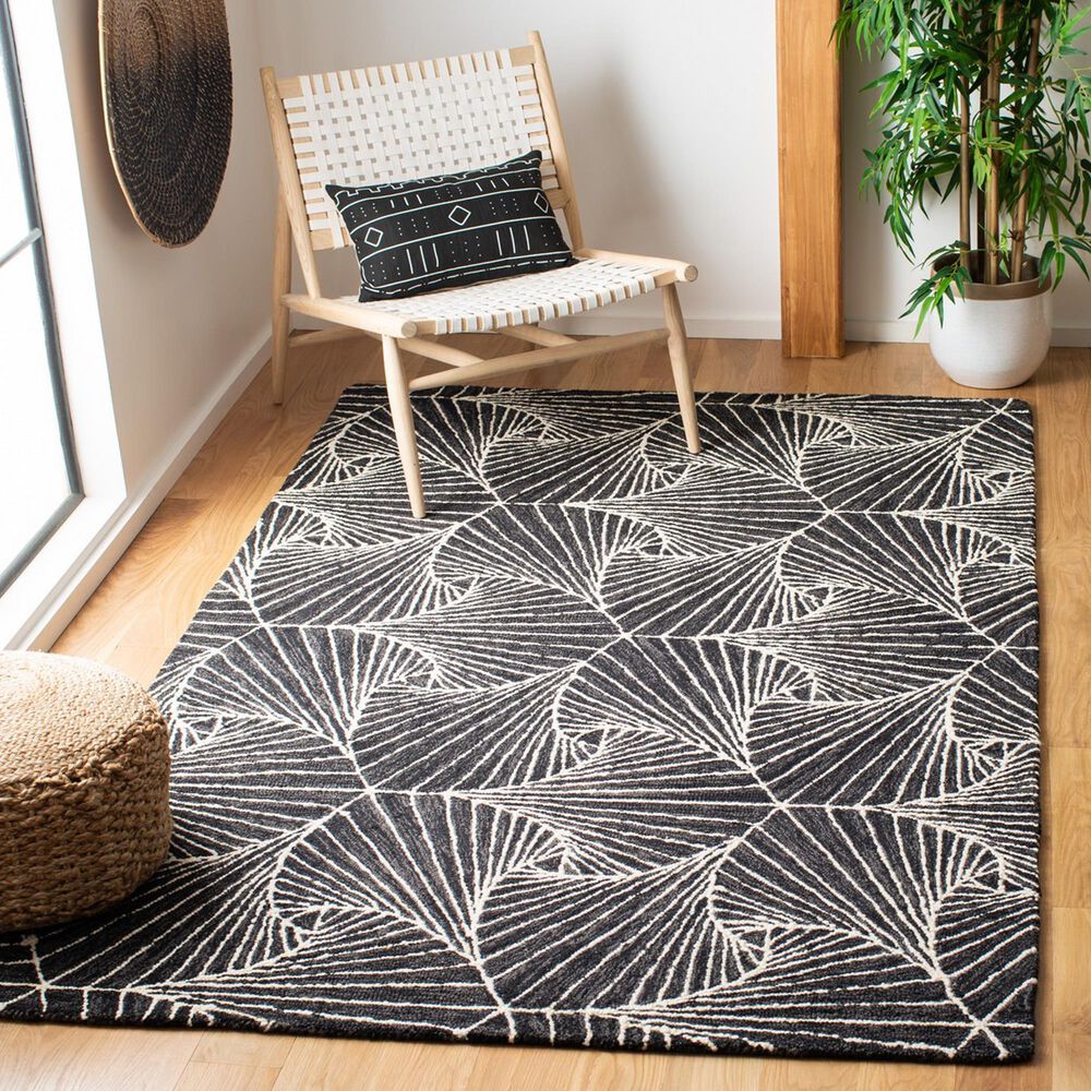 Safavieh Micro-Loop MLP174H 5&#39; x 8&#39; Charcoal and Ivory Area Rug, , large