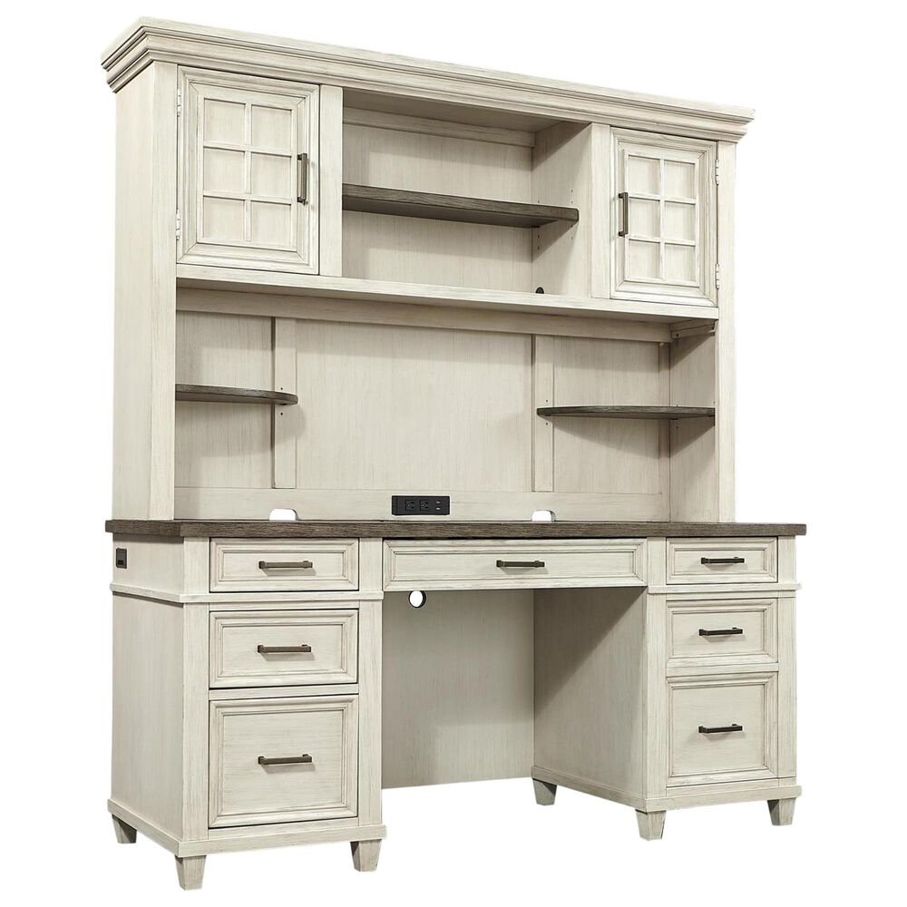 Aspen Brands Caraway Credenza Desk and Hutch in Aged Ivory, , large