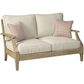 Ashley Clare View Loveseat with Beige Cushion in Antique Teak, , large