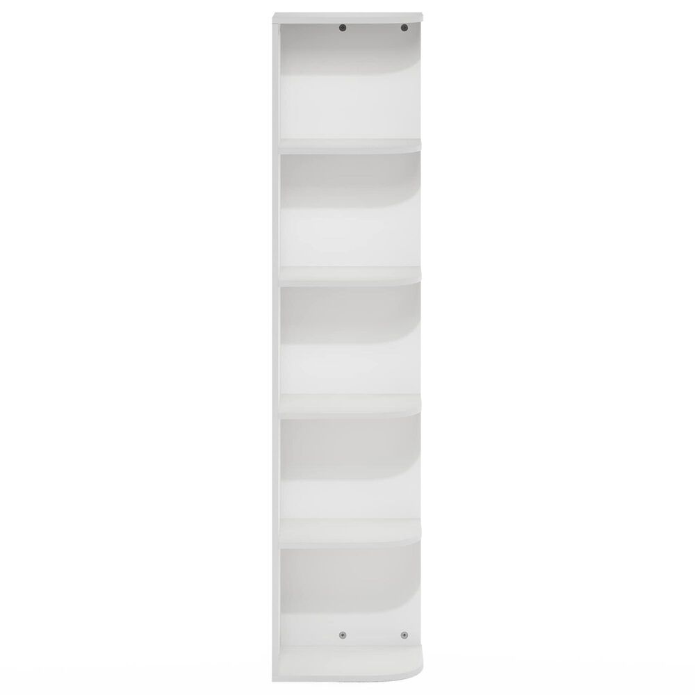 HOMLUX 5-Tier Corner Open Shelf Bookcase in White, , large