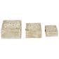 Maple and Jade 3-Piece Handmade Floral Decorative Box Set with Hinged Lid in White and Brown, , large