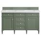 James Martin Vanities Brittany 60" Double Bathroom Vanity in Smokey Celadon with 3 cm White Zeus Quartz Top and Rectangular Sinks, , large