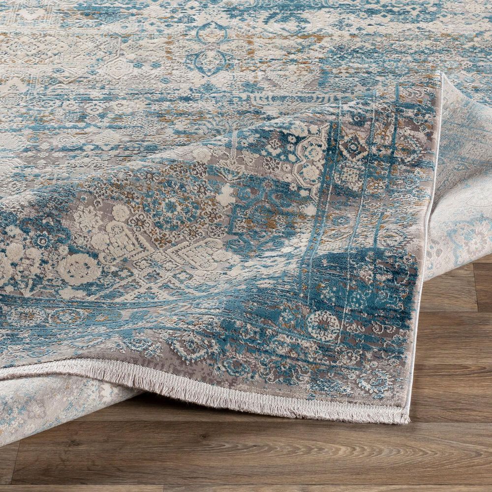 Surya Solar 3&#39; x 9&#39;10&quot; Gray, Teal, Dark Blue, Light Gray, Charcoal and Mustard Runner, , large