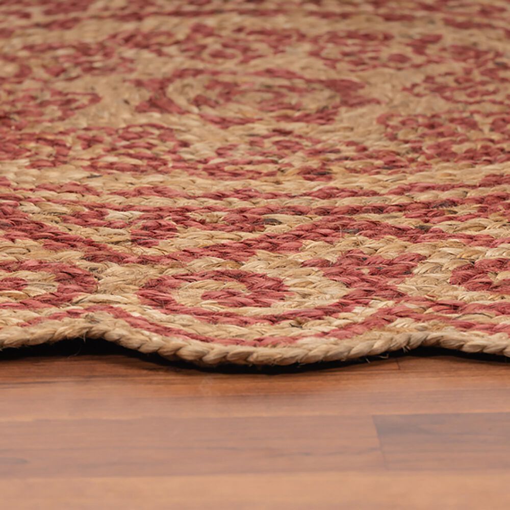 L&amp;R Resources Synergy 54125RED 4&#39; Round Tan and Raspberry Red Area Rug, , large