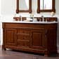James Martin Vanities Brookfield 60" Double Bathroom Vanity in Warm Cherry with 3 cm Eternal Jasmine Pearl Quartz Top and Rectangle Sinks, , large