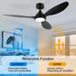 HOMLUX 52" Indoor Ceiling Fan with LED Light in Black, , large