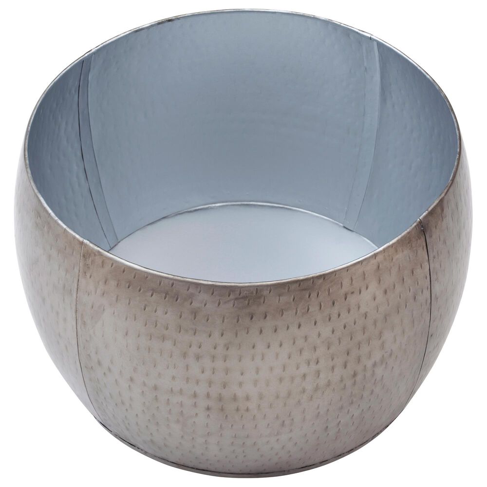 Linon Home Decor Royce 22" Drum Coffee Table with Storage in Pewter, , large