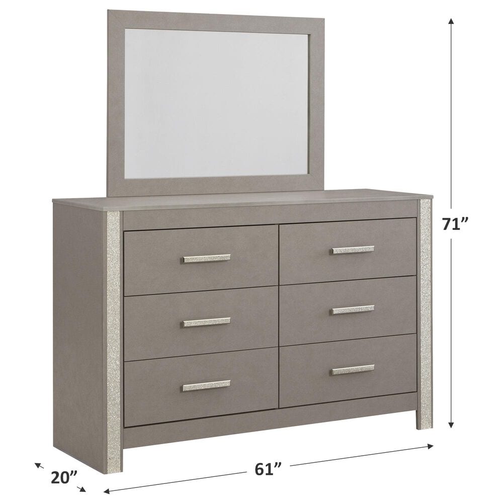 Ashley Surancha 6-Drawer Dresser and Mirror in Gray, , large
