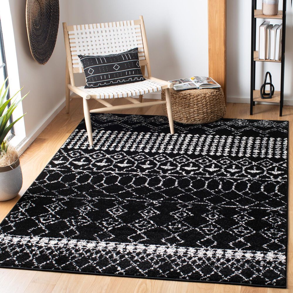 Safavieh Tulum Transitional 6&#39; x 9&#39; Black and Ivory Area Rug, , large