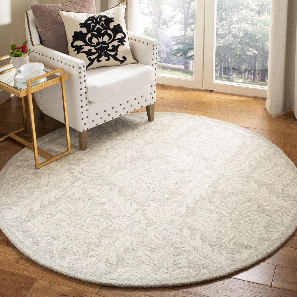 Safavieh Micro-Loop 5&#39; Round Silver Area Rug, , large