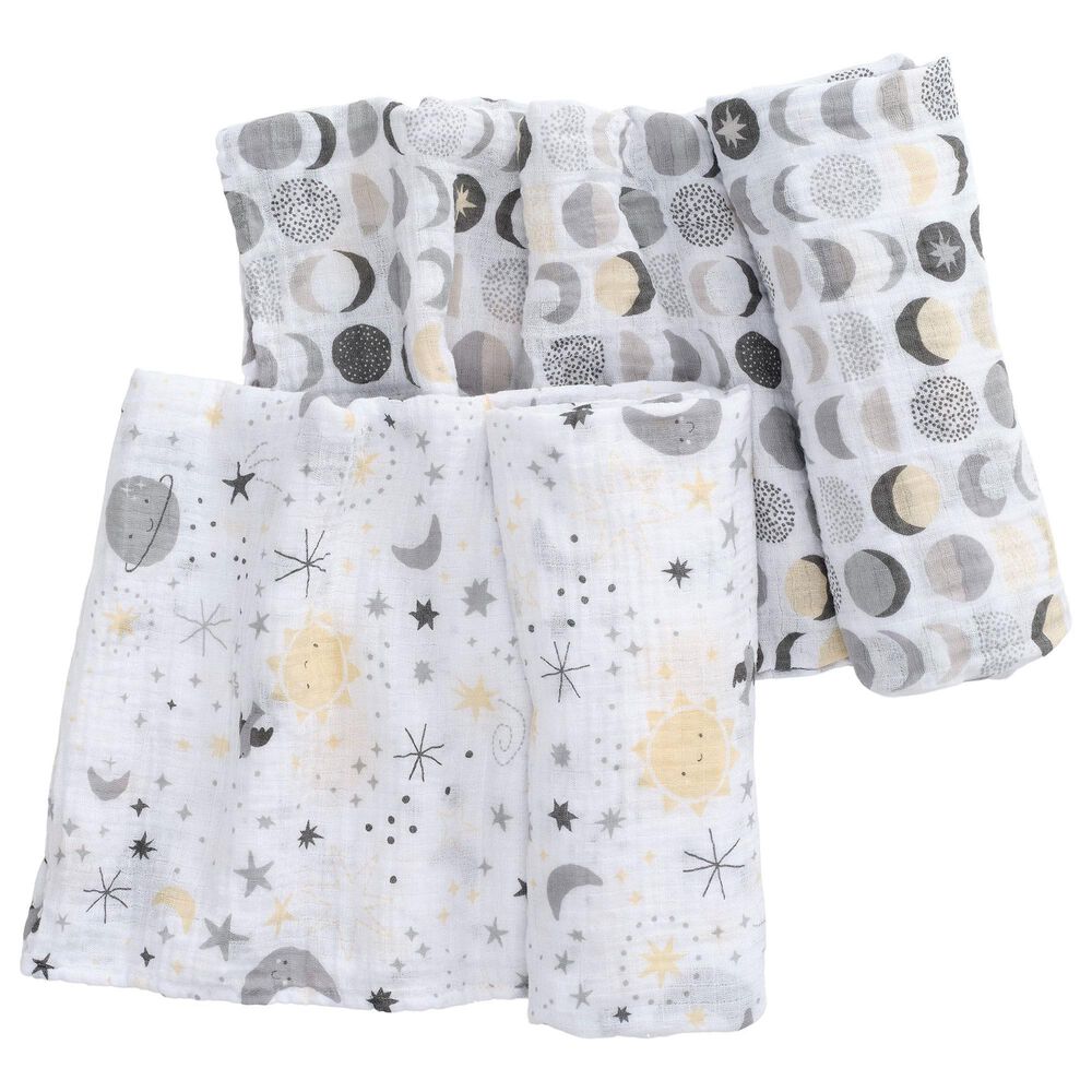 Lambs & Ivy Little Star 2-Piece Muslin Swaddle Blanket Set in White, , large