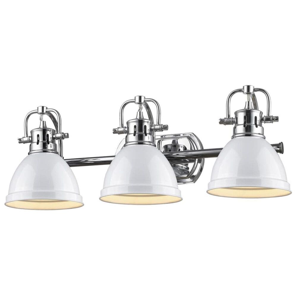 Golden Lighting Duncan 3-Light Bath Vanity in Chrome with White Shades, , large