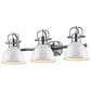 Golden Lighting Duncan 3-Light Bath Vanity in Chrome with White Shades, , large