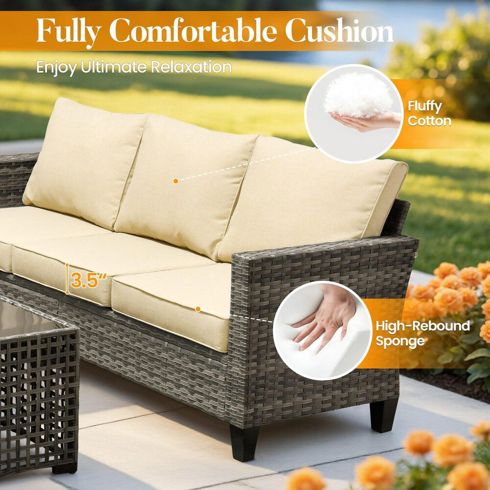 HOMLUX 8-Piece Outdoor Patio Furniture Set in Beige, , large