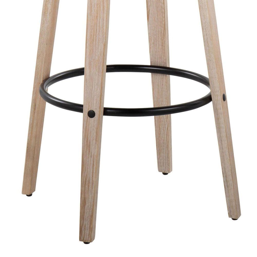 LumiSource Toriano Swivel Bar Stool with Grey Fabric Upholstery in Whitewashed and Black (Set of 2), , large