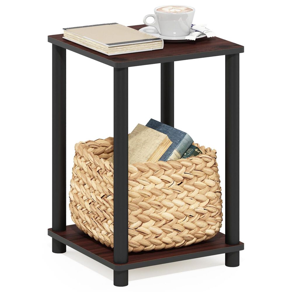 HOMLUX 2-Tier Turn-N-Tube End Table in Dark Cherry and Black, , large