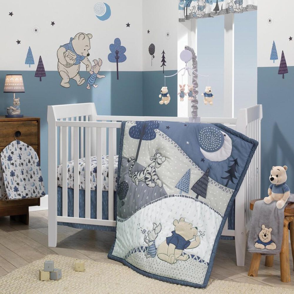 Lambs and Ivy Pooh Bear Musical Mobile in Gray and Beige, , large